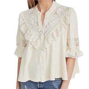Free People Cream Lace Blouse